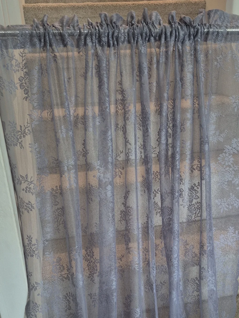 UrbanLotus Silvery Gray Sheer Lace Curtain Panel 56x96